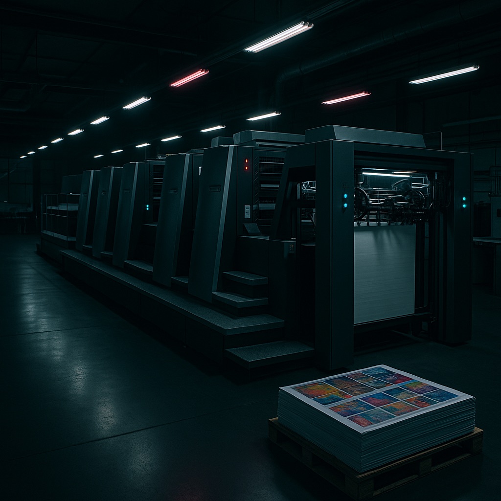 Offset printing press on the Our Local Printer production floor
